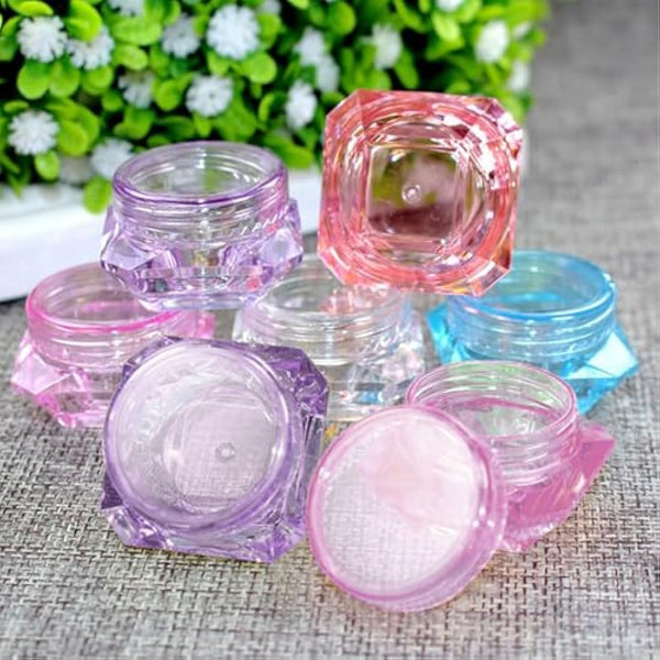 Alledomain 40 PCs 5 Ml Empty Clear Plastic Cosmetic Containers Diamond Shape with 3 PCs Mini Spatula