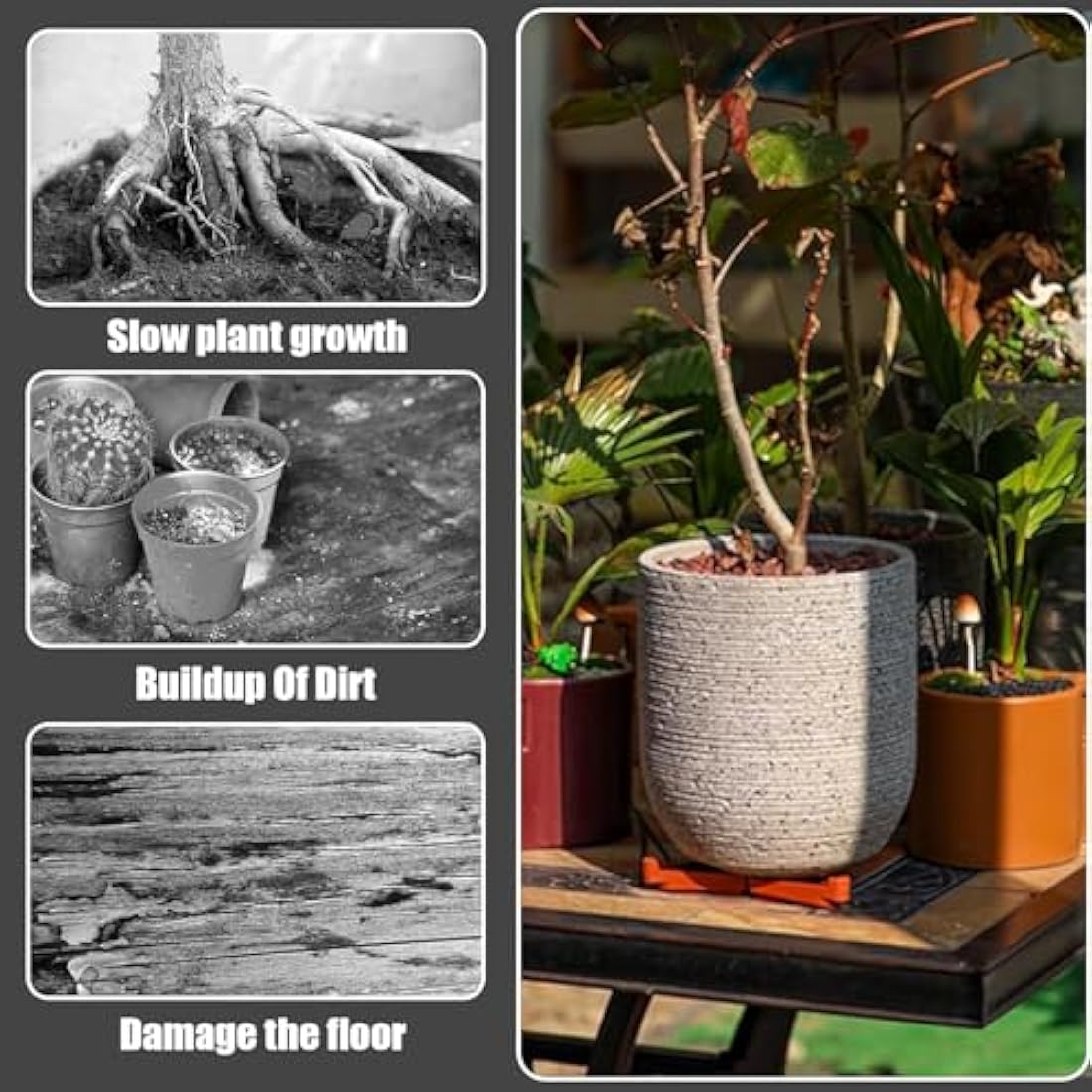 24 Pcs Pots Feet Plant Flower Invisible Pot Risers Triangle Toes Lifters Plastic Planters Stand for Better Water Drainage Indoor and Outdoor Garden Patio Small Large Plant Pot