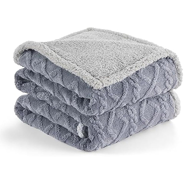 LE SURE Washable Dog Blanket Extra Large - 152x203cm Waterproof Blanket for Dogs and Cats, Twin Patterned Bed and Sofa Couch Throw Protector with Soft Plush, Grey