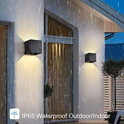CANMEIJIA Outdoor Wall Lights 12W, Waterproof IP65 LED Outside Wall Lights Adjustable Beam Aluminum Black Indoor Wall Lamp 3000K Warm White for Garden Bathroom Bedroom Living Room Kitchen (4 Pack)