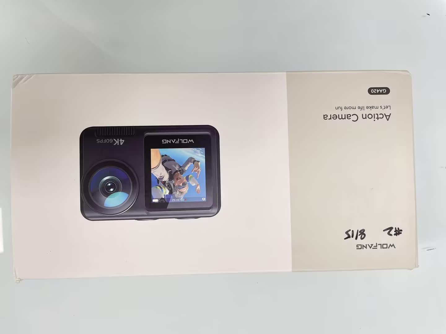 WOLFANG GA420 Dual Screen Action Camera 4K 60FPS 24MP Touchscreen Underwater Camera, 10M Body Waterproof/40M Waterproof Helmet Bike Camera with EIS, Remote Control, 2x1350mAh Batteries, Accessory Kit