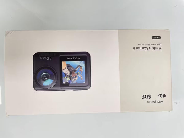 WOLFANG GA420 Dual Screen Action Camera 4K 60FPS 24MP Touchscreen Underwater Camera, 10M Body Waterproof/40M Waterproof Helmet Bike Camera with EIS, Remote Control, 2x1350mAh Batteries, Accessory Kit