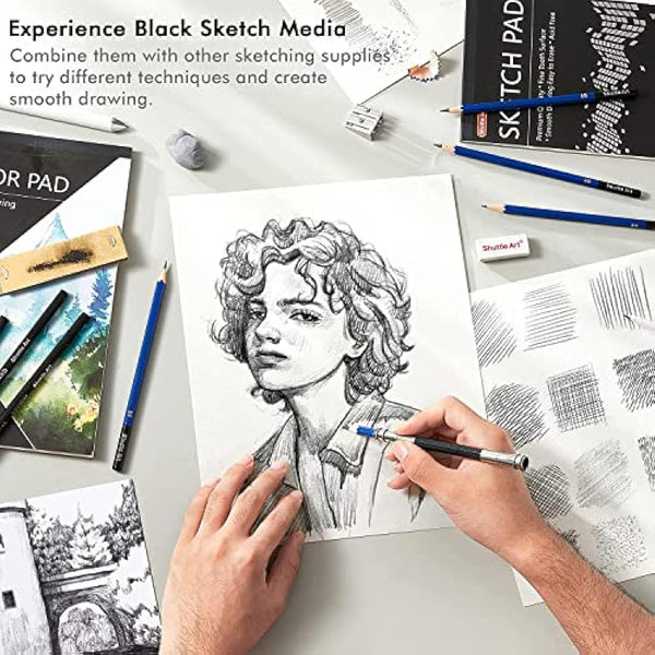 Shuttle Art 103 Pack Sketching and Drawing Set, Sketch Books, Graphite and Colouring Pencils in Sturdy Zipper Case, Art Supplies for Artists, Beginners, Adults