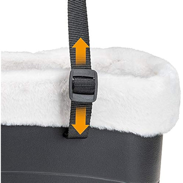 Ferplast Carrier bag for dogs WITH-ME WINTER, made of EVA, Soft rubber plastic, with faux-fur lining, Adjustable handles, Safety belt included, 21.5 x 43.5 x h 27 cm Black