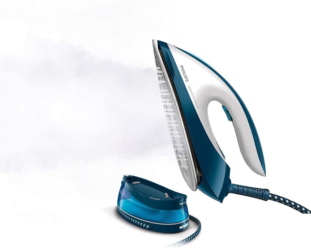 Philips PerfectCare Compact Steam Generator Iron, 1.5L Water Tank, Energy Saving, ECO Mode, No Burns with OptimalTEMP Technology, SteamGlide Soleplate (GC7840/26)