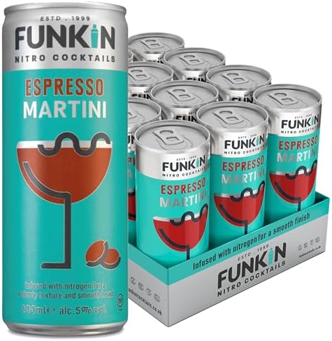 Funkin Espresso Martini Pre-Mixed Cocktail Cans 200 ml (Case of 12) - Premium Ready to Drink Cocktails - Bar Quality Drinks At Home - Nitro Infused