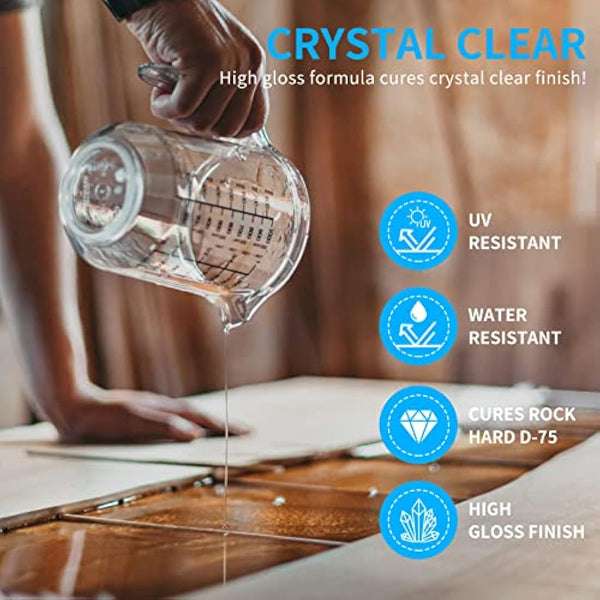 JDiction Epoxy Resin Coaster Kit - 16oz/ 474ml Crystal Clear Epoxy Resin Kit with Coaster Molds and Holder, Resin Pigment, Resin Glitter, Gold Flakes, Epoxy Resin Starter Kit for Jewelry DIY Coasters