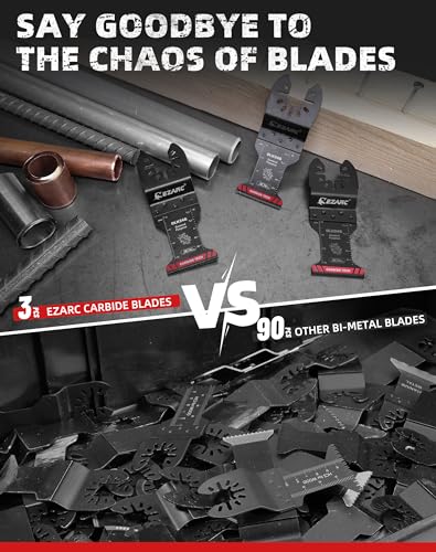 EZARC Carbide Oscillating Saw Accessories, General Purpose Multi Tool Accessories Quick Release for Metal, Nails, Wood, Plaster, Drywall and PVC, 3-Pack