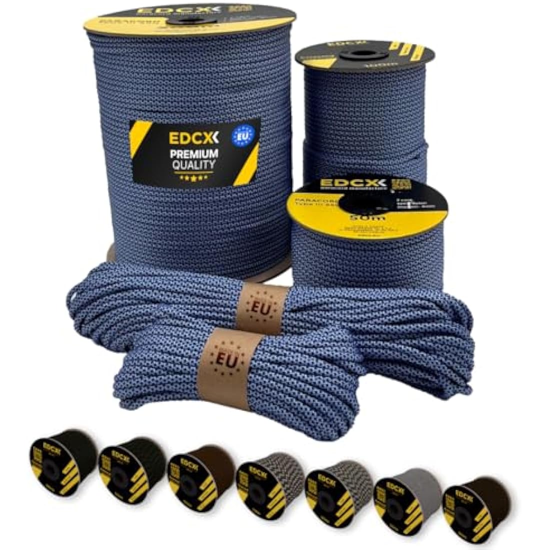 EdcX 4mm Rope 550 - Type III, 100% Rope, 7 Strand Rope, 4mm Rope in Solid Colors