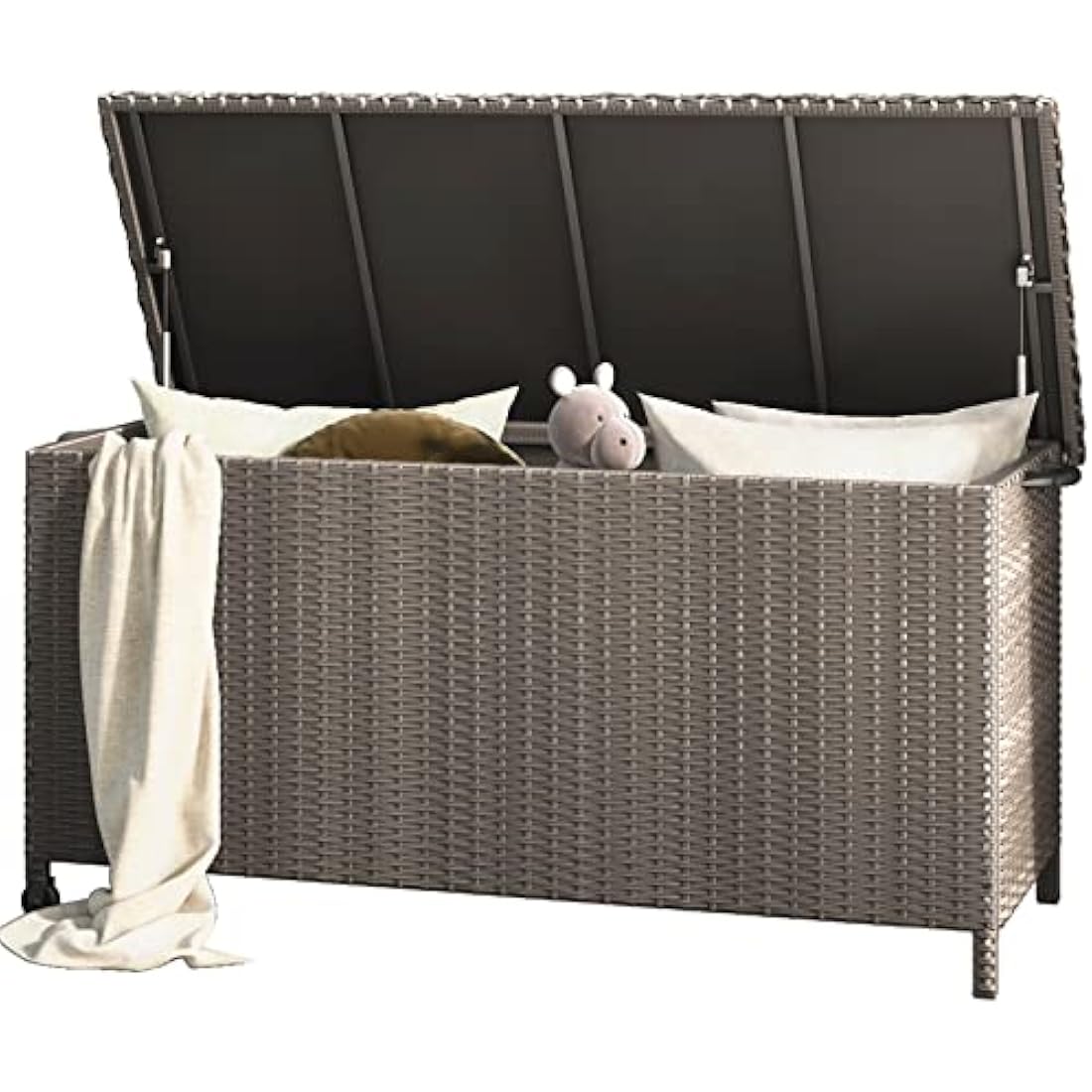 Grand patio Deck Box Outdoor 480L Large Storage Box with Lid Graden Furniture Storage Box Cushion Box with Smooth Wheels Easy to Move Storage Containers for Tools Pool Accessory Pillows -Light Brown