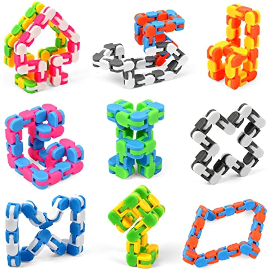 24-Pack 24 Links Wacky Tracks Toys, Puzzle Toy, Snap and Click Toys Snake Fidget Toys Click Sensory Toys for Stress Relief Party Bag Fillers