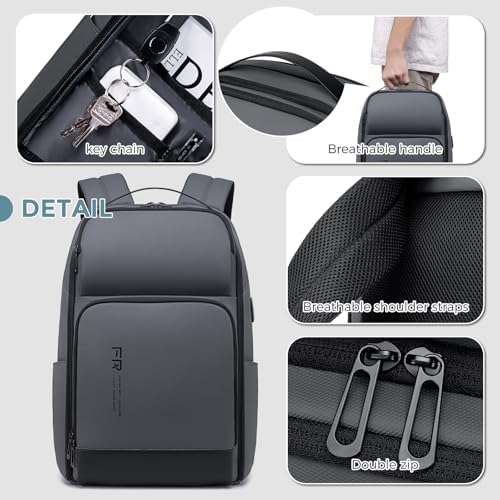 FENRUIEN Expandable Laptop Backpack Business Backpack Men's Laptop Bag 17 Inch for Men and Women Teenagers with Laptop Compartment USB Charging Port Backpack