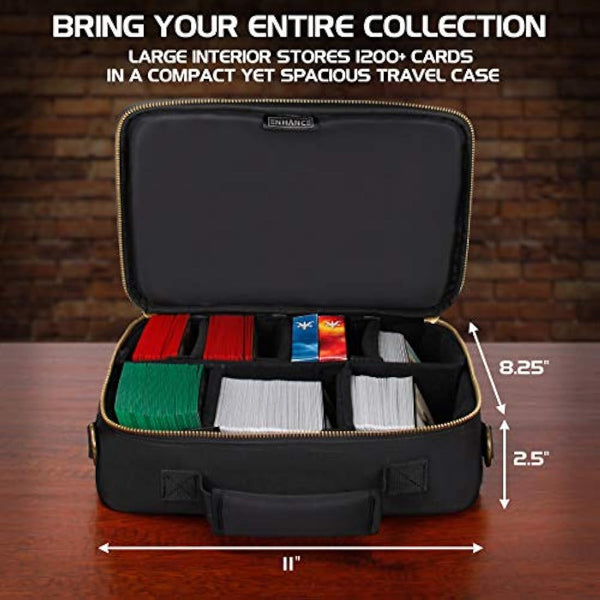 ENHANCE MTG Card Box Storage Case - Deck Holder Card Carrying Case Compatible with Magic MTG Cards, Pokemon Trading Cards, Cards Against Humanity, & Other Card Games - Includes Pencil Loops & Pockets