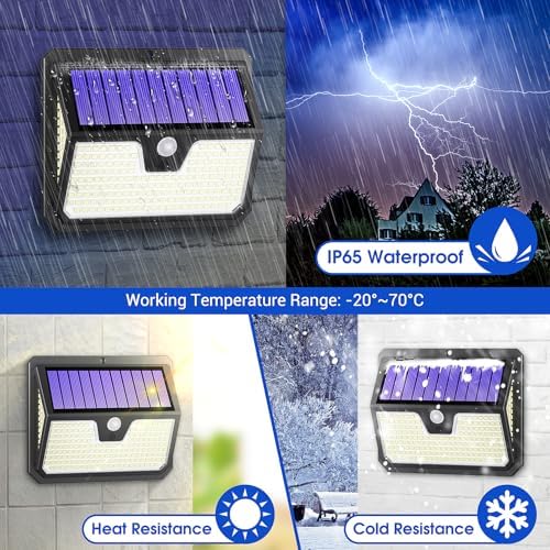 Outdoor Solar Lights, 238 LED Solar Security Lights and 3 Modes Motion Sensor 270° Wide Angle Solar Powered Lights IP65 Waterproof Solar Wall Light for Front Door, Yard, Garage, Garden (4 Pack)
