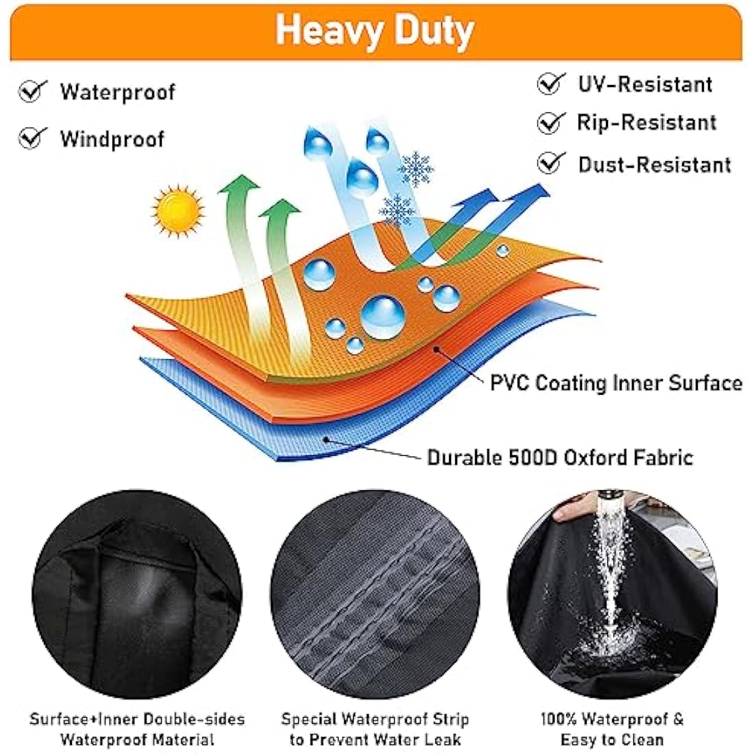 Raweao Kettle BBQ Cover 57cm for Weber, Waterproof Round Barbecue Cover 500D Oxford Weatherproof Compact BBQ Cover for Weber Spirit bbq(Φ71x68cm)