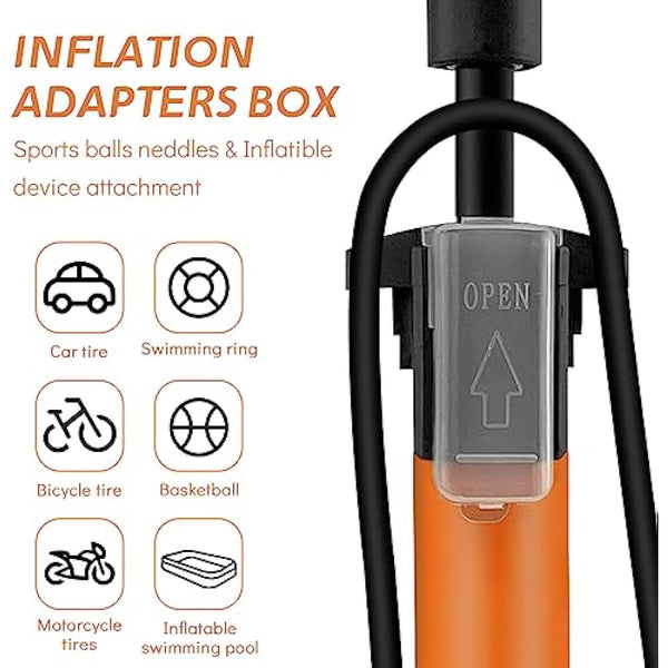 Jsdoin Bike Pump, High Performance Bicycle Floor Pump with Dual Presta and Schrader Valves, Bike Pumps with Pressure Gauge for Road Foot Bike, MTB, and Sports Balls