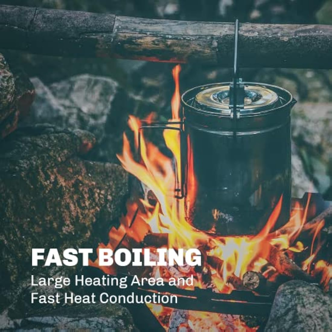 Fire-Maple Camping Pot Stainless Steel Camping Hanging Cup with Steamer Basket | 1.2L Campfire Coffee Mug with Foldable Handle for Outdoor Cooking