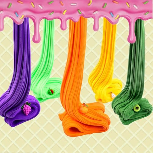 7 Pack Fluffy Butter Rainbow Slime, Non-Sticky and Soft for Boys, Scented Slime Party Favors, Birthday Gift, Stress Relief Toy for Kids