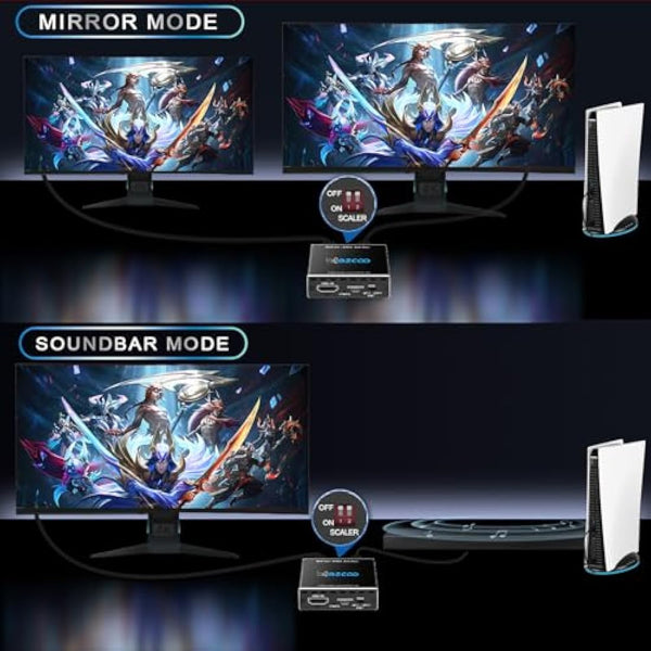 HDMI Splitter 4K 60Hz 1x2 1080P 120Hz HDCP HDR 18Gbps UHD D-olby Vision Atmos Scaler 4K EDID 1080P Dual Monitors HDMI 2.0 Splitter 1 in2 out for PS5,SkyQ,Xbox, Fire Stick BluRay Apple TV Projector