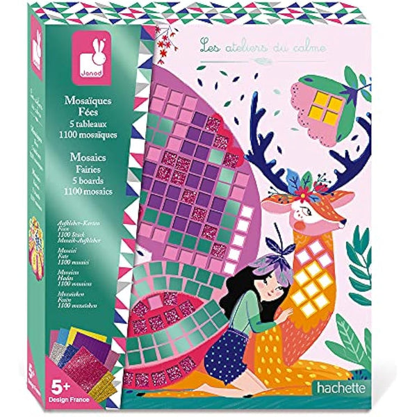 Janod - Fairies Foam Mosaics Box - Les Ateliers du Calme - Creative Leisure Kit for Children - Fine Motor Skills and Concentration Learning - from 5 Years, J07960