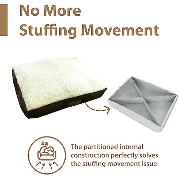 Ellie-Bo Large Dog Bed for 36-inch Dog Cage/Crate - Brown Faux Suede/Sheepskin