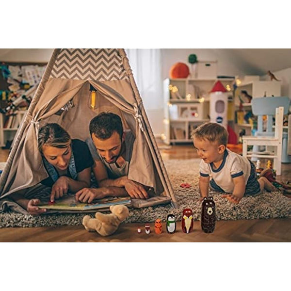 ELUTONG Traditional Russian Nesting Dolls - Wooden Bear Matryoshka Nested Dolls, 5Pcs/Set Handmade Stacking Educational Learning Kids Toys