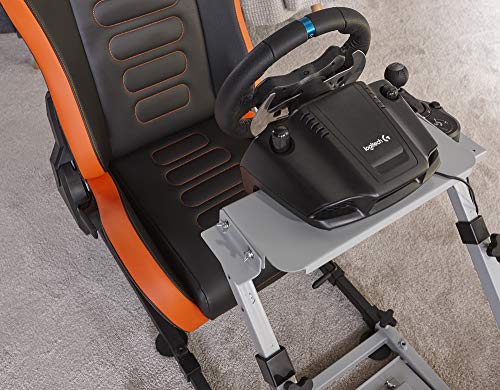 X-Rocker Steering Wheel Stand, Foldable Racing Wheel Stand with Seat Fixing Rod, Adjustable Height, Adjustable Angle, Suitable for Logitech, XBOX, Madcatz, Playstation, Racing Wheel Stand - Black