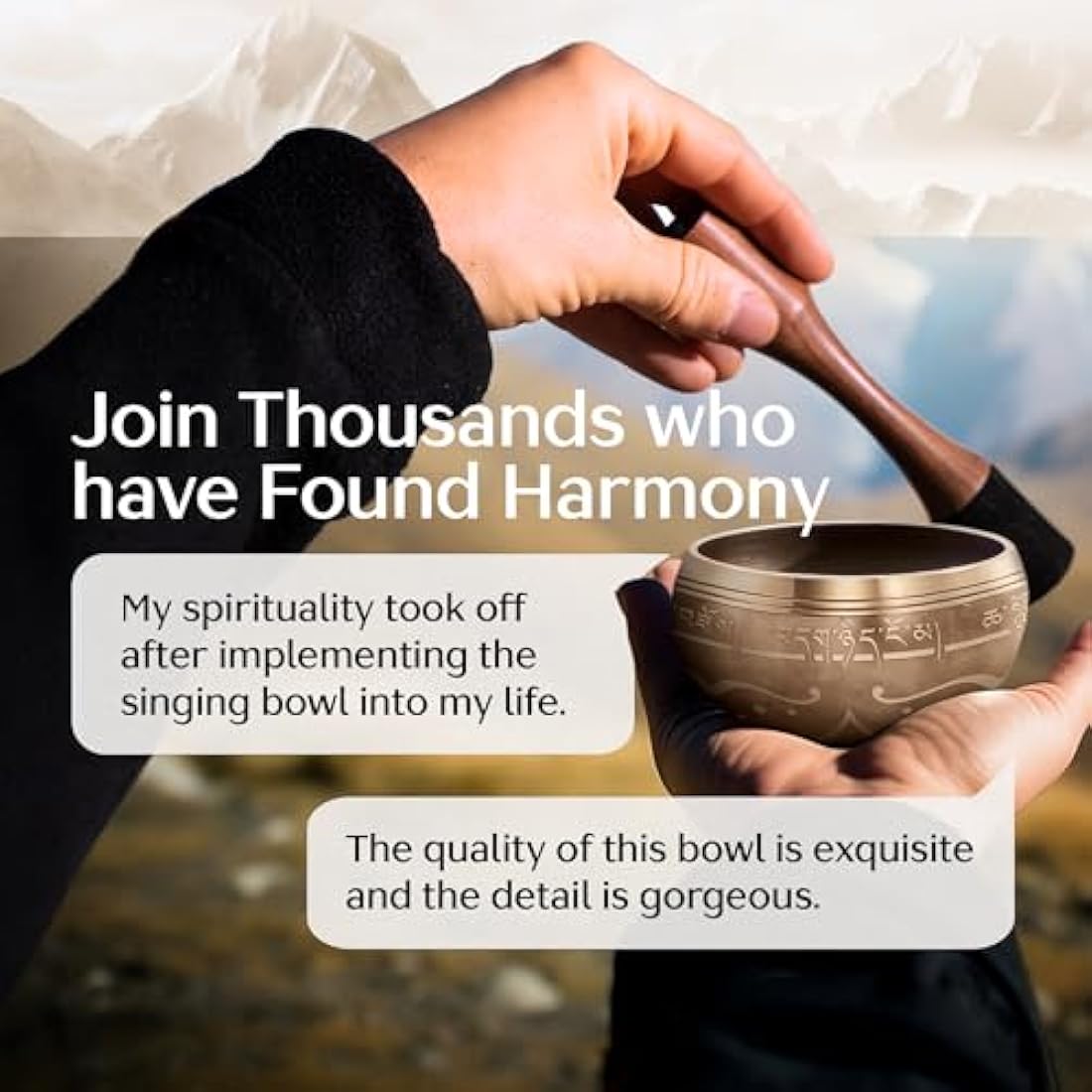 Handmade Tibetan Etched Singing Bowl Set – Sound Bowl & Meditation Bowl with Cushion, Mallet & Guide – Mindfulness Gift Ideas – Relaxation Instruments – Portable Meditation Kit