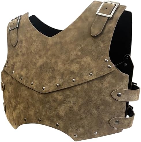 HiiFeuer Medieval Faux Leather Chest Armor, Retro Mercenary Knight Archer Body Armor, Adjustable Chest Armour for LARP Costume& Ren Faire