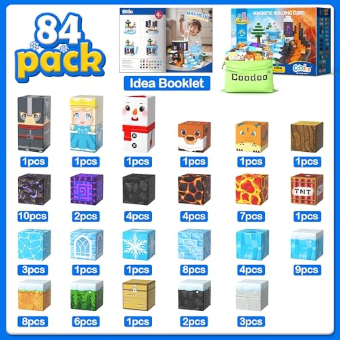 Frozen Toys Magnetic Blocks - Build Mine Magnet World Frozen & Lava Set, Magnetic Tiles Building Blocks Toddler STEM Sensory Outdoor Kids Gifts for Boys & Girls Toys for Ages 3 4 5 6 7 8