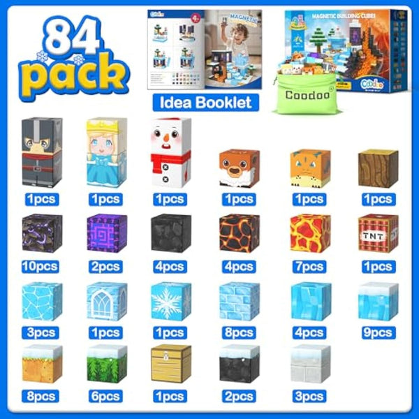 Frozen Toys Magnetic Blocks - Build Mine Magnet World Frozen & Lava Set, Magnetic Tiles Building Blocks Toddler STEM Sensory Outdoor Kids Gifts for Boys & Girls Toys for Ages 3 4 5 6 7 8