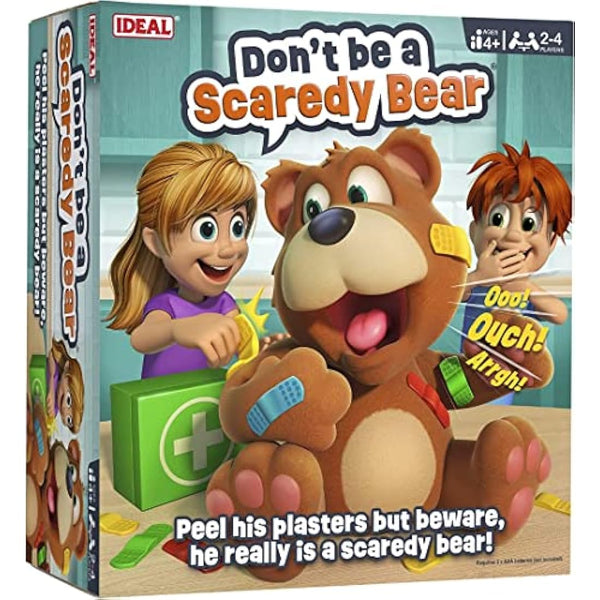Ideal | Don't be a Scaredy Bear: The plaster pulling teddy bear game- peel his plasters but beware, he really is a scaredy bear! | Kids Games | For 2-4 Players | Ages 4+