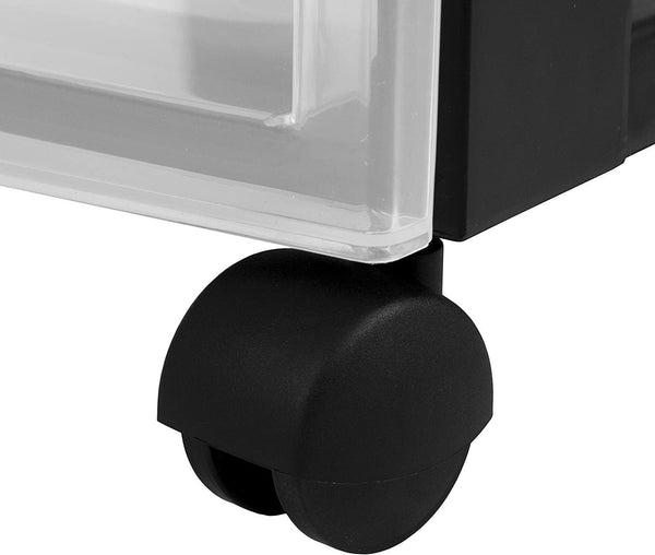 Iris Ohyama, Plastic Drawers Storage Unit, Plastic Storage Drawers, A4 Format & 4 Wheels, H61.5cm/6 Drawers, BPA Free, Black, W40 x D29 x H61.5cm,