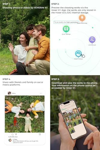 HOVERAir X1 Drone with Camera, Self-Flying Camera Drone with Follow Me Mode, Foldable Mini Drone with HDR Video Capture, Palm Takeoff, Intelligent Flight Paths, Hands-Free Control Black (Combo Plus)