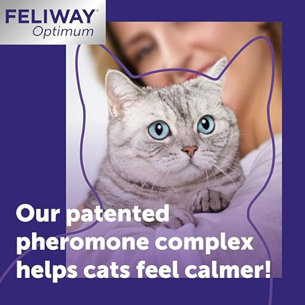 FELIWAY Optimum 30 Day Cat Calming Odourless Refill for Pheromone Diffuser, 48ml - Helps Solve Signs of Stress in Cats & Kittens, Veterinary Recommended, Drug-free, Clinically Proven
