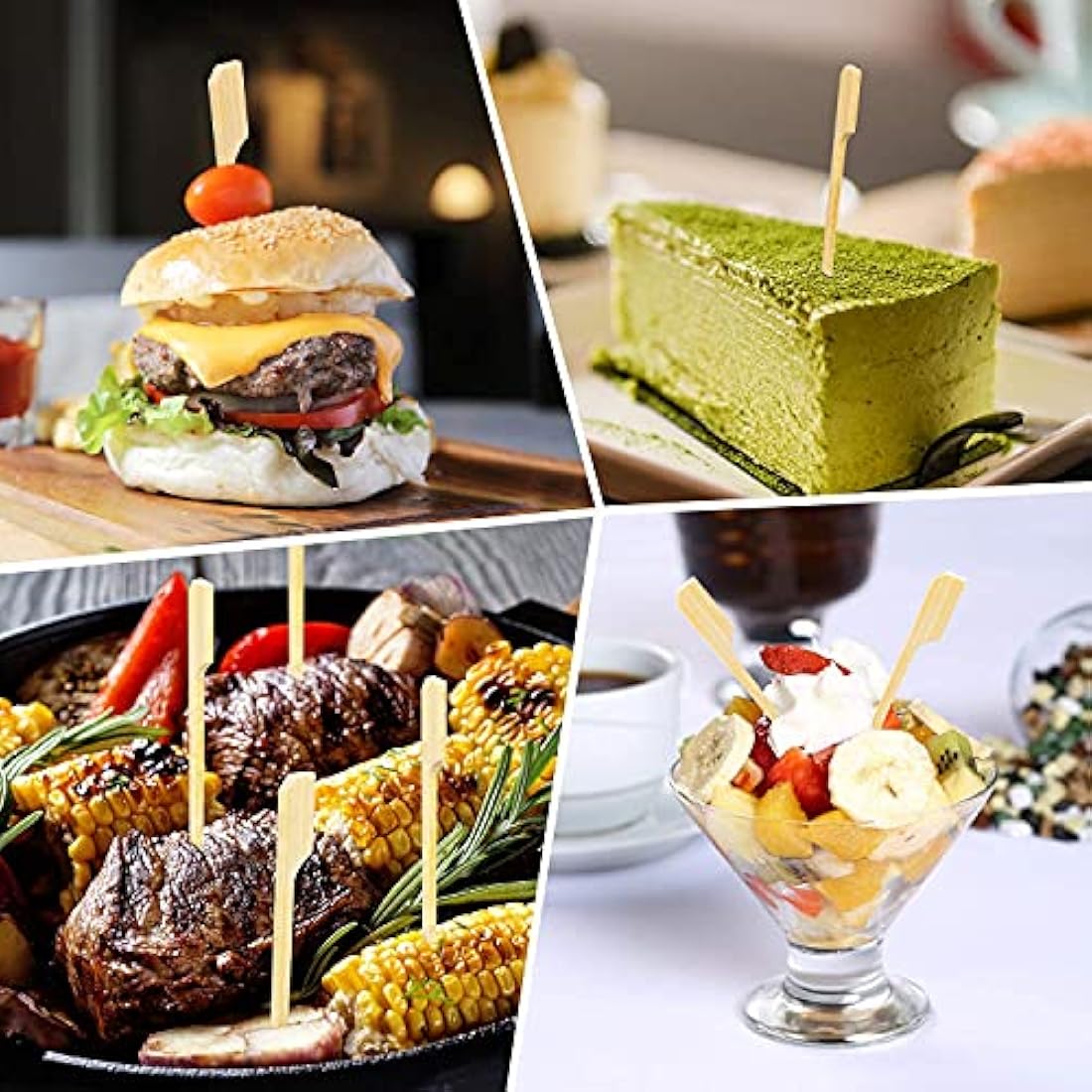 Hysagtek 400 Pieces Skewers Toothpicks 3.5 Inches Cocktail Picks for Appetizer Picks Wooden Skewers Toothpicks for Cocktail, Appetizers, Fruit, Sandwich, Barbeque Snacks