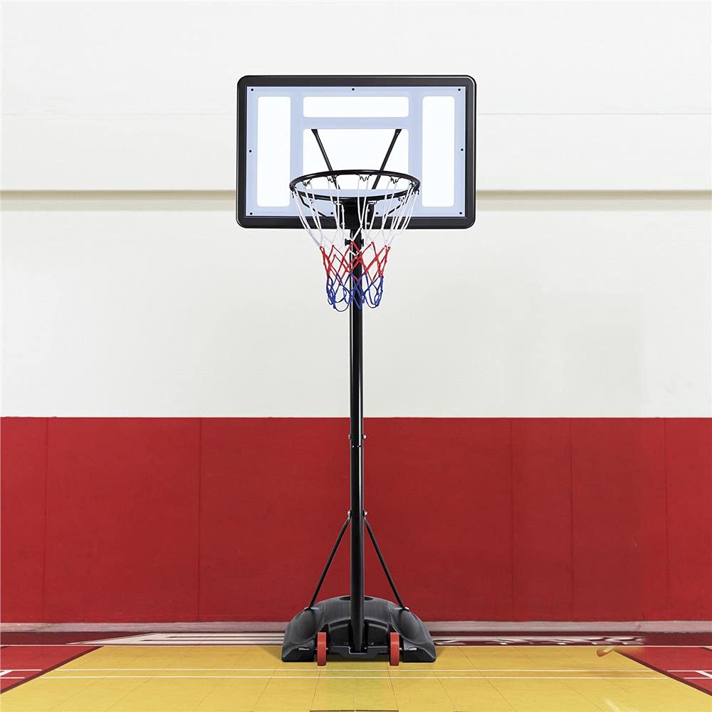 Yaheetech Outdoor Adjustable Basketball Stand, Portable Basketball Hoop Net System on Wheels