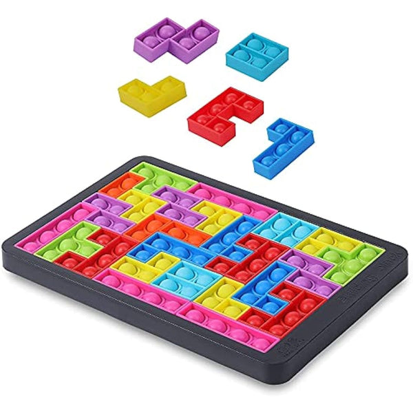 Fidget Jigsaw Pop Game - Satisfying Sensory Anti Stress Popping Puzzle Toy - Stress Relief Squishy Logic Challenge for Kids, Adults for Relaxing - Children's Brain Game - Ideal for special needs - New