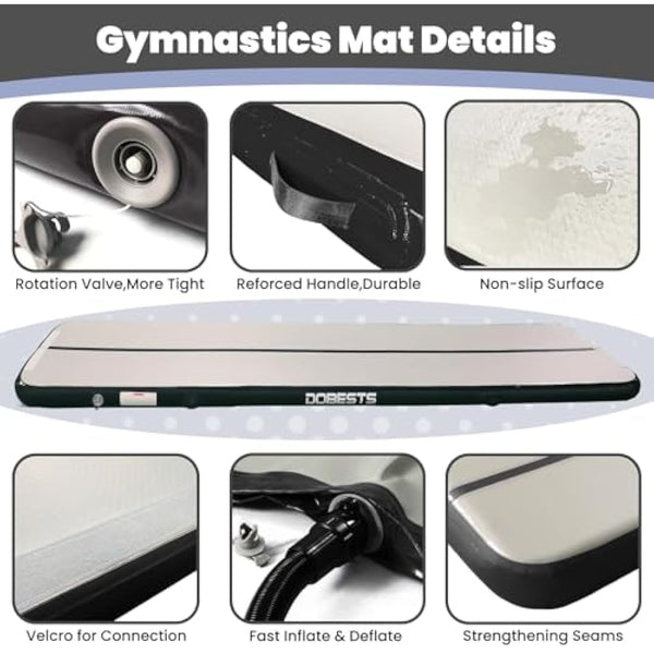 Inflatable Gymnastics Mat Tumbling Mat 6.6 ft 10 ft 13ft 16ft 20ft 4in/8in Thick Tumble Track Air Mat for Gymnastics For Home Kids Tumble Training Gymnastics/Yoga/Water/Dance