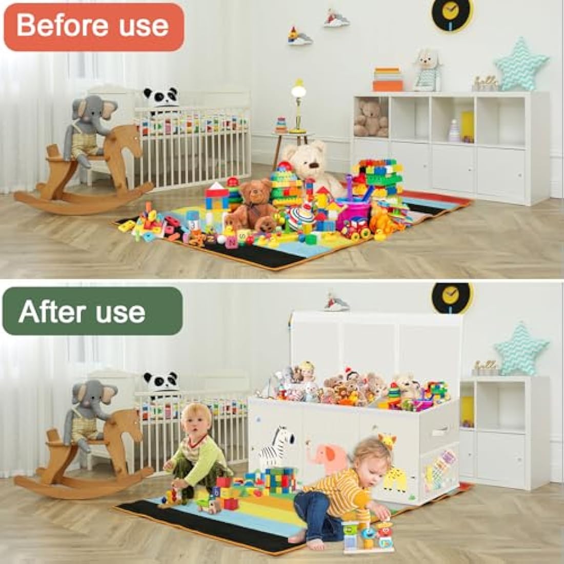 Extra Large Toy Box Storage for Boys Girls - Collapsible Toy Chest Organizer for Kids,Toy Bin Container with Lid and Handles for Clothes,Blanket,Nursery,Playroom,Bedroom,Stuffed Animals,Quilt(Beige)