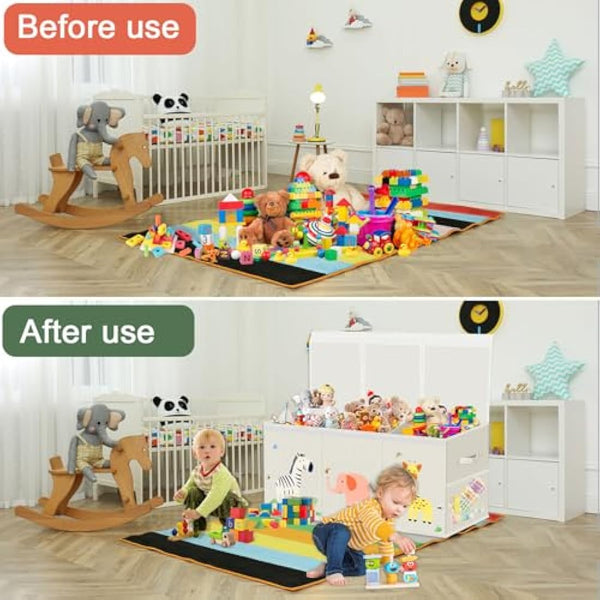 Extra Large Toy Box Storage for Boys Girls - Collapsible Toy Chest Organizer for Kids,Toy Bin Container with Lid and Handles for Clothes,Blanket,Nursery,Playroom,Bedroom,Stuffed Animals,Quilt(Beige)