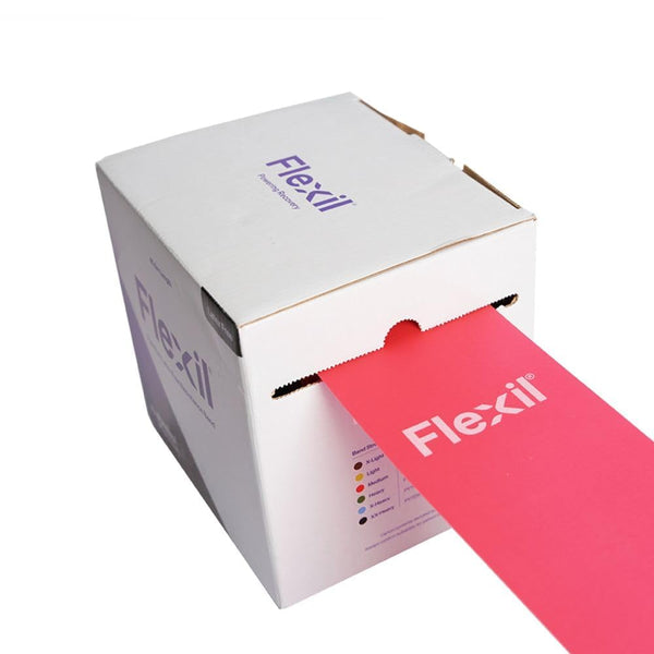 Flexil Resistance Band | 45.5M | Latex-Free |Red |Medium Strength | Home Gym Equipment Strength Training and Physical Therapy - Tension Level Medium