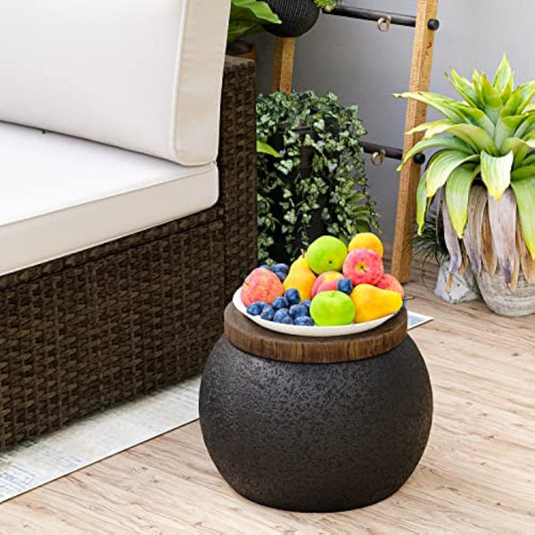 HOMPUS Side Table Modern Jar Shaped End Table, Home Décor Accent Nightstand for Living Room, Bedroom, Balcony or Outdoor, No Assembly