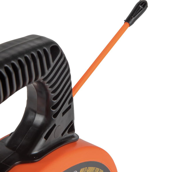KLEIN TOOLS 56382 Fish Tape, Multi-Groove Fiberglass Wire Puller with Nylon Tip, Optimized Housing and Handle,Orange/Black, 15 m