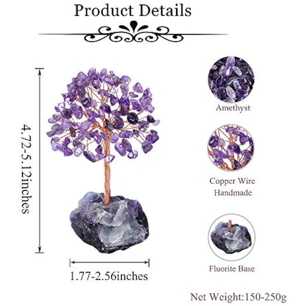 JSDDE Amethyst Crystal Healing Crystals Gemstones Feng Shui Natural Tumbled Stones Money Life Tree Figurines