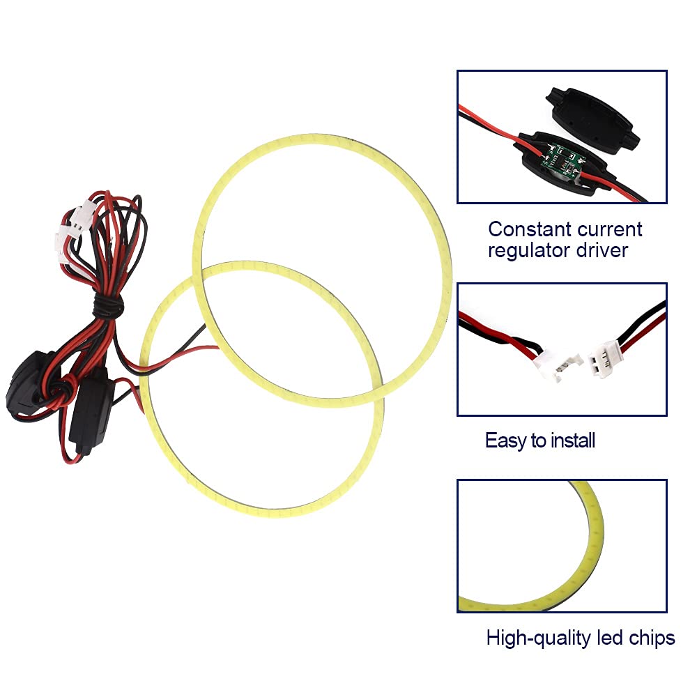 Qasim Car Angel Eyes COB Light Halo Ring 120MM 93SMD Headlight Lamp White 12V 24V(Pack of 2PCS)
