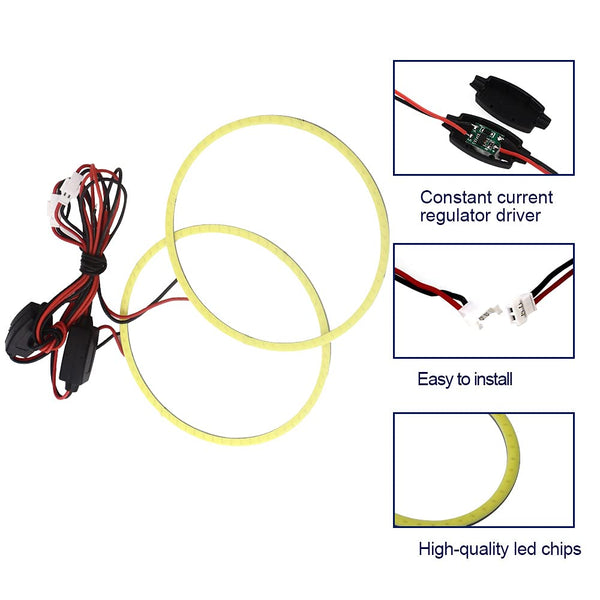 Qasim Car Angel Eyes COB Light Halo Ring 120MM 93SMD Headlight Lamp White 12V 24V(Pack of 2PCS)