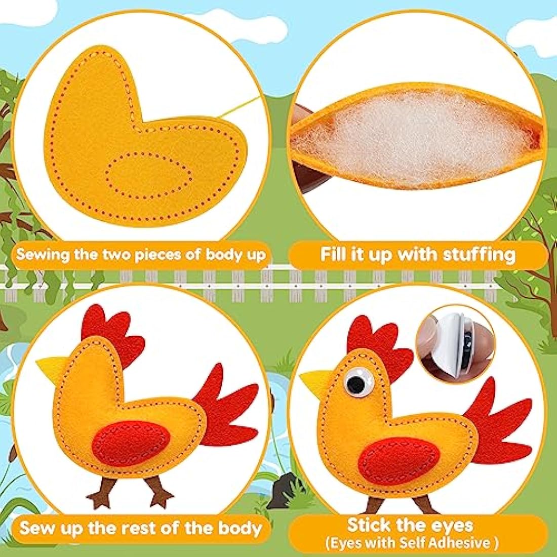 OKOOKO Animal Sewing Craft Kit, DIY Crafting and Sewing Set for Kids, Plush Craft, Art Craft Kits, Fun and Educational Craft Set, Sew Your Own Felt Animals Craft Kit