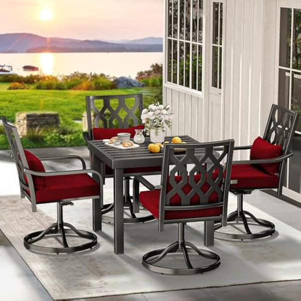 YITAHOME Garden Dining Table 78x78cm Square Outdoor Table with WPC Wood Top & Aluminum Frame, Weatherproof E-Coating Patio Table for Garden, Lawn, Camping – Lightweight （Black）