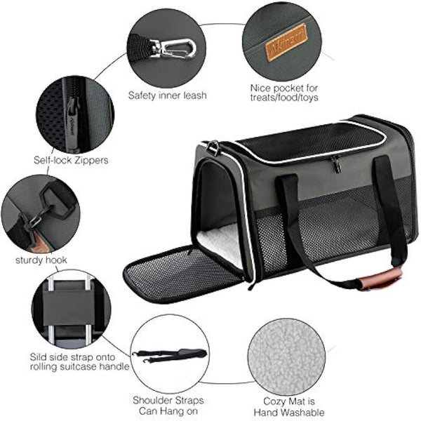 Akinerri Airline Approved Pet Carriers,Soft Sided Collapsible Pet Travel Carrier For Medium Puppy And Cats Medium Brown…